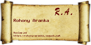 Rohony Aranka névjegykártya